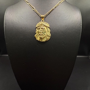 10K Gold Jesus Face Pendant, Jesus Face Pendant, Jesus Face, Religious Jewelry, 10k Gold Jesus, Gold Jesus, 10k gold Jesus charm