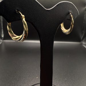 10K Gold Tri Color Hoop Earrings, Tri Gold Hoop Earrings, Rose Gold, Yellow Gold, White Gold, Hoop Earrings, Fancy Earrings