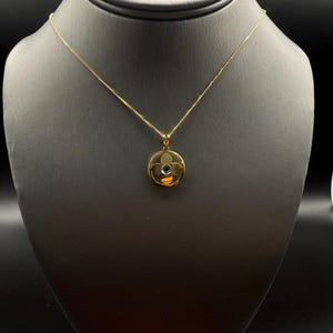 10K Yellow Gold & Cubic Zirconia Double sided Clover Pendant
