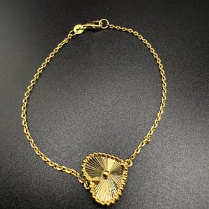 10k Yellow Gold Fancy Diamond Cut Heart Bracelet, Gold Heart bracelet