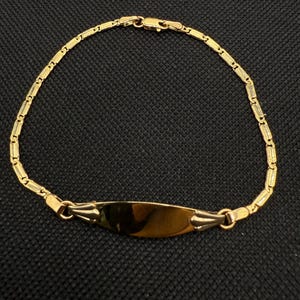 10k Yellow Gold Unisex Fancy l ID Bracelet