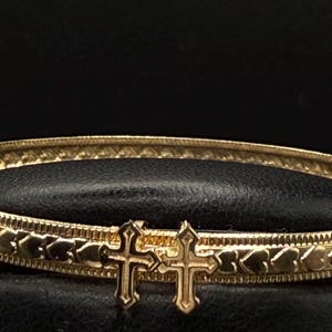 10k Yellow Gold Cross Baby Bangle Toddler Gift, toddler jewelery , baby jewellery, baby gift, baby shower gift,