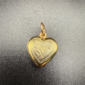 10k Yellow Gold fancy Engraved Heart Locket Love Pendant