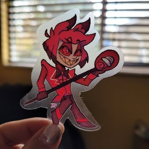 Alastor Clear Vinyl Chibi sticker 2.3in x 3in