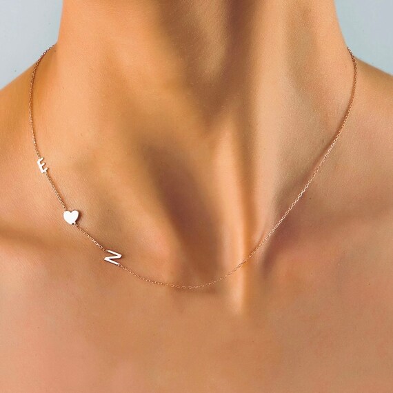 Personalised Sideways Initial Necklace Custom Letter Necklace Personalised Gift for Her Handmade Initial Necklace Spaced Letter Necklace Etsy Canada