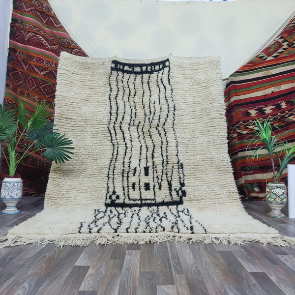 Abstract Rug Black and White Etsy