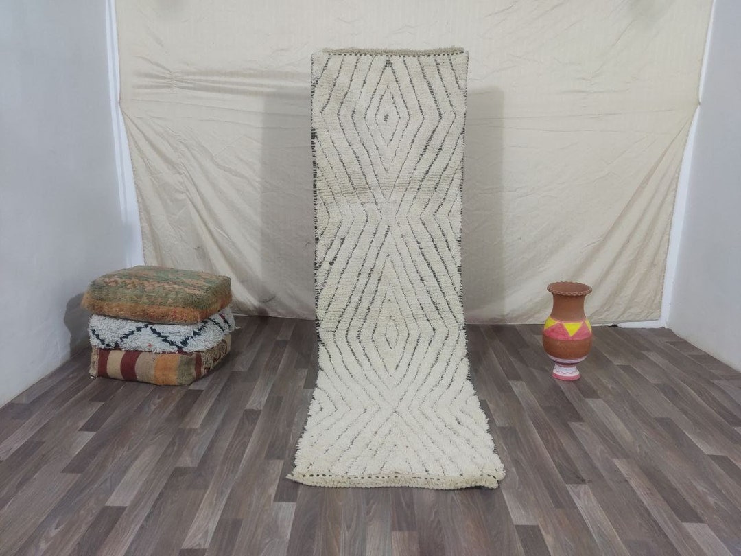 White Hallway Runner Rugmoroccan Rug Runnerwhite Rug Etsy