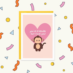 Funny Punjabi Valentine&#39;s Card - Bandar Monkey Design