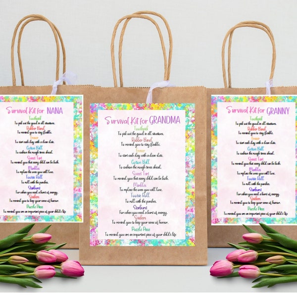 INSTANT DOWNLOAD - Survival Kit for Mom - Survival Kit for Grandma - Gift - Mother's Day - Birthday - Thinking of You Gift