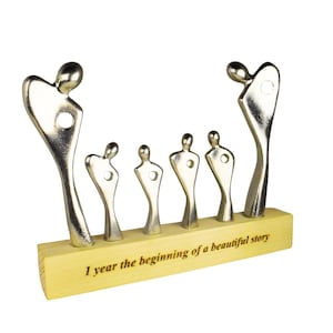 1 year, Personalized Tin Anniversary Gift, tin family figurine, family of six sculpture, Tin Family Sculpture, 4 kids and two parents