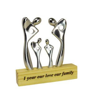 1 year, Personalized tin Anniversary Gift, Custom Family sculpture, Engraved 1 Year Wedding Keepsake, Unique one year Gift