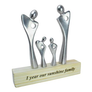 Cadeau d'anniversaire en étain personnalisé, Sculpture familiale gravée sur mesure, Souvenir de 1er anniversaire de mariage