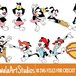 10 Colored Layered Animaniacs Retro Cartoon 80s and 90s SVG Files/Bundle For Cricut, SVG, Layered, Digital Art