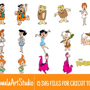 15 Colored Layered The Flintstones Retro Cartoon 60s and 70s SVG Files/Bundle For Cricut, SVG, Layered, Digital Art