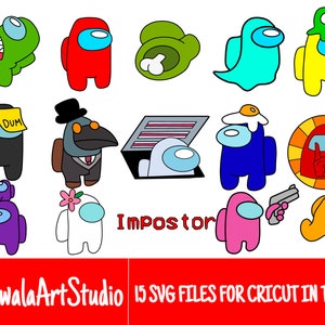 15 archivos SVG de videojuegos Among Us en capas y colores/paquete para Cricut, SVG, capas, arte digital