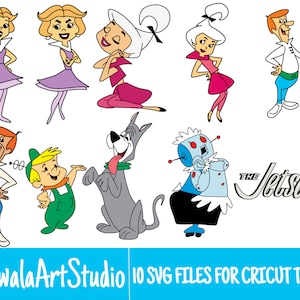 10 Colored Layered The Jetsons Retro Cartoon 60s and 70s SVG Files/Bundle For Cricut, SVG, Layered, Digital Art