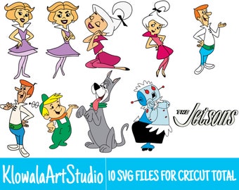 10 Colored Layered The Jetsons Retro Cartoon 60s and 70s SVG Files/Bundle For Cricut, SVG, Layered, Digital Art