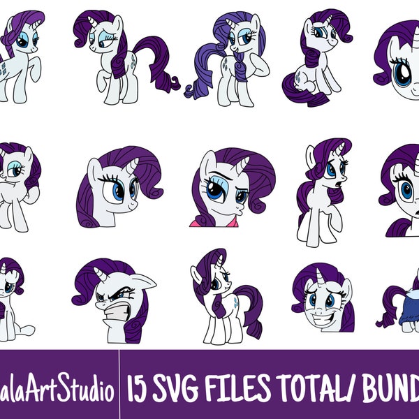 15 Colored Layered Rarity MLP SVG Files/Bundle For Cricut, SVG, Layered, Digital Art