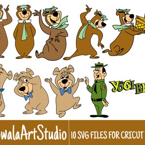 10 Colored Layered Yogi Bear Retro Cartoon 60s and 70s SVG Files/Bundle For Cricut, SVG, Layered, Digital Art