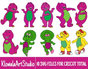 10 Colored Layered Barney 2000’s Cartoon SVG Files/Bundle For Cricut, SVG, Layered, Digital Art