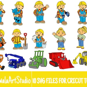 10 Colored Layered Bob Builder 2000s Cartoon SVG Files/Bundle For Cricut, SVG, Layered, Digital Art