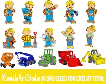 10 Colored Layered Bob Builder 2000s Cartoon SVG Files/Bundle For Cricut, SVG, Layered, Digital Art