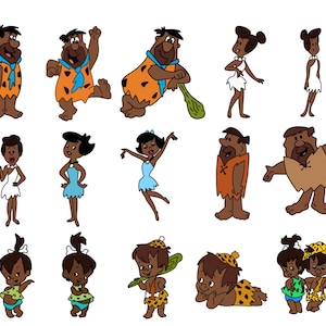 15 Colored Layered The Flintstones Cartoon SVG Files/Bundle For Cricut, SVG, Layered, Digital Art