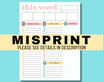 MISPRINT - This Week Teacher Notepad – Stay Organized with Daily Calendar, Checklists, and Notes – 50 Sheets, 8.5 x 11 inches