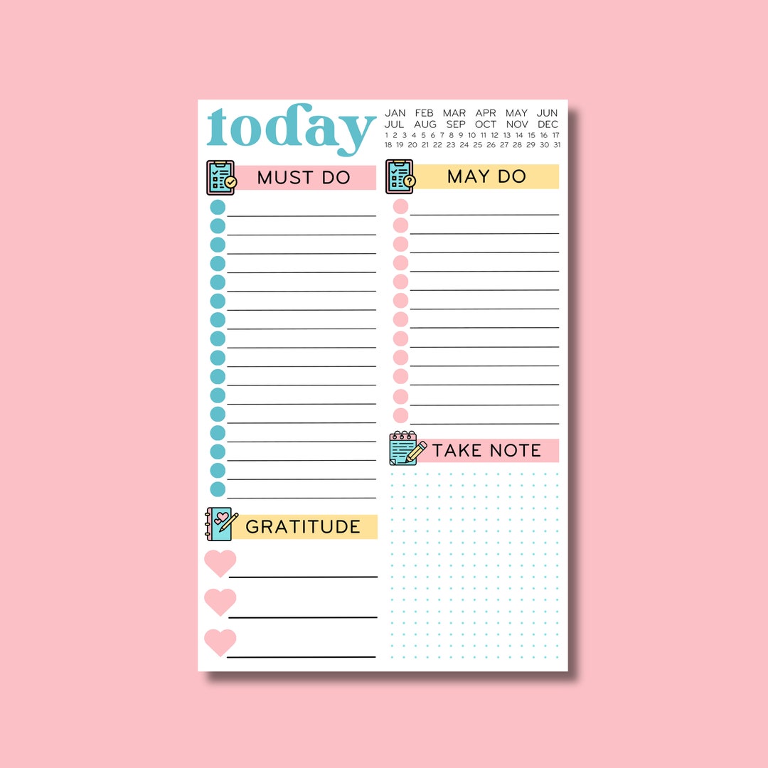 Today Teacher Daily Notepad – Prioritize Tasks, Notes, and Gratitude ...