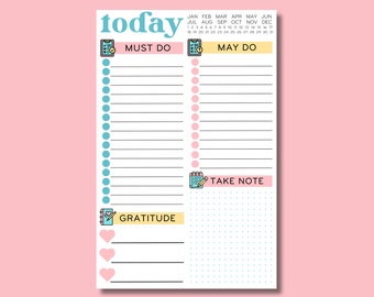 Today Teacher Daily Notepad – Prioritize Tasks, Notes, and Gratitude – 50 Sheets, 5.5 x 8.5 inches