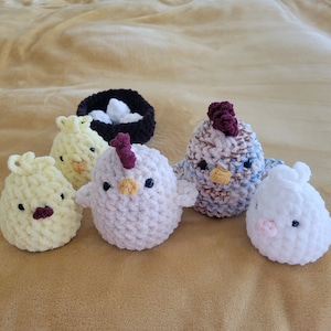 Crochet Chickens, Stuffed Amigurumi Chicken, Plushie Toy, Crocheted with fluff yarns, Handmade Crochet Toy, Gift for Baby Shower or birthday