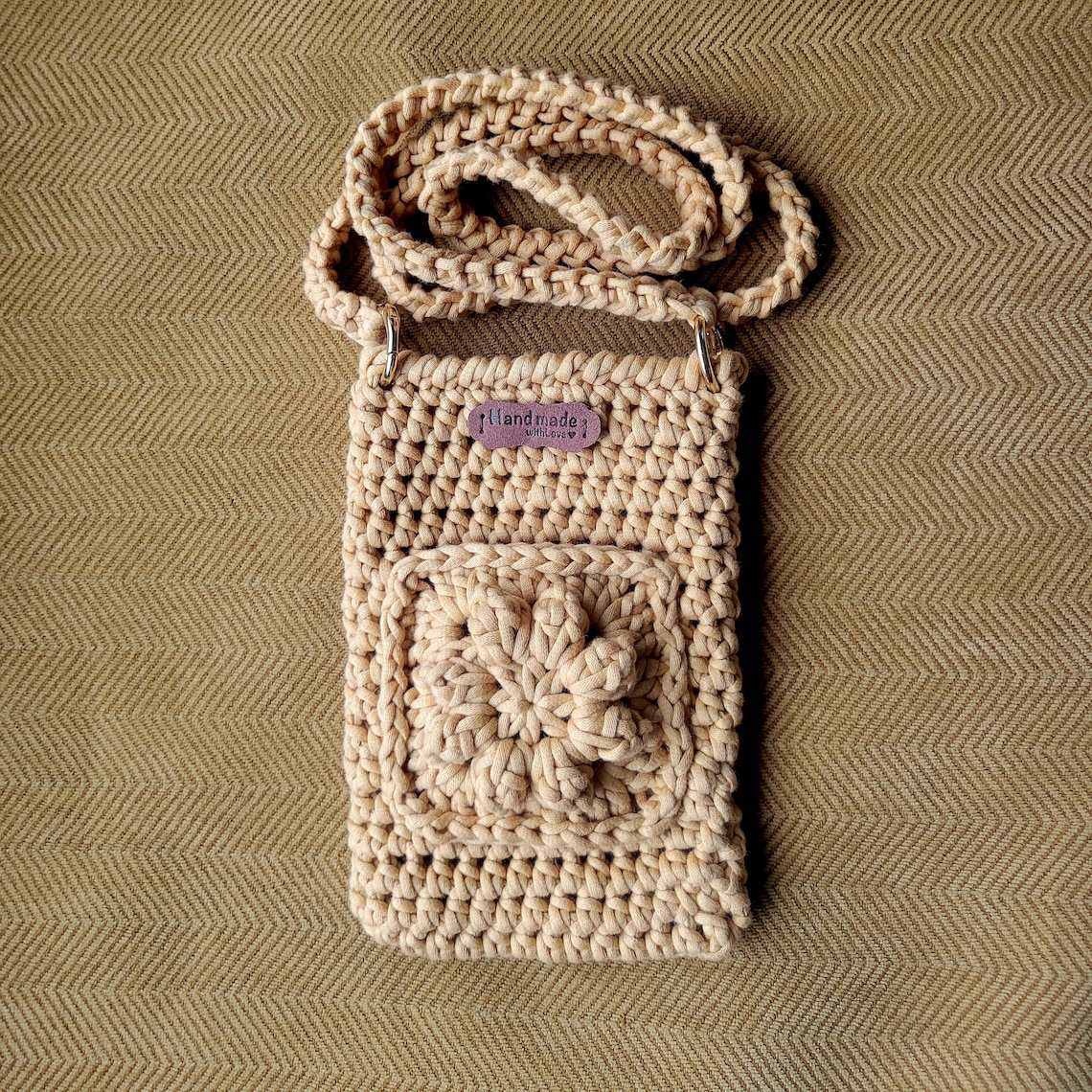 Crochet Phone Bag With Front Pouch Crossbody Cell Phone Purse Bubble