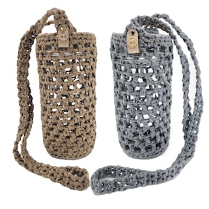 Wasserflaschenhalter | Handgemachter Wasserflaschenträger | Flaschenhalter gehäkelt | Umhängetasche Flaschenhalter | Getränkehalter & Cozies