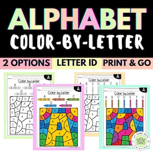ABC | Alphabet | Großbuchstaben Farbe nach Buchstaben Arbeitsblätter | Buchstabenkennzeichnung | Farbe nach Buchstabe | Buchstaben ID Arbeitsblätter | Kindergarten