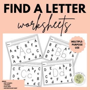 Planilhas para encontrar uma letra e cobri-la | Planilhas com adesivos ABC | Planilhas com carimbos ABC | Planilhas com massinha ABC
