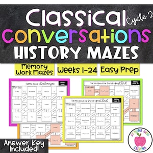 Classical Conversations Cycle 2 History Memory Work Maze | 24 Week Grammar Review | CC Cycle 2 Homeschool Printable | Tutor Community Day