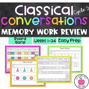 Classical Conversations Cycle 2 Memory Work Review Games | Weeks 1–24 CC Printable Board Games | Homeschool Memory Work Activity image 1