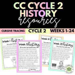 CC-Cycle 2 History Cursive Traceable Coloring Page-Weeks 1-24-Classical Conversations