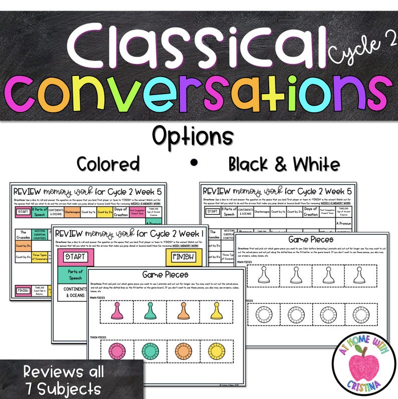 Classical Conversations Cycle 2 Memory Work Review Games | Weeks 1–24 CC Printable Board Games | Homeschool Memory Work Activity image 2