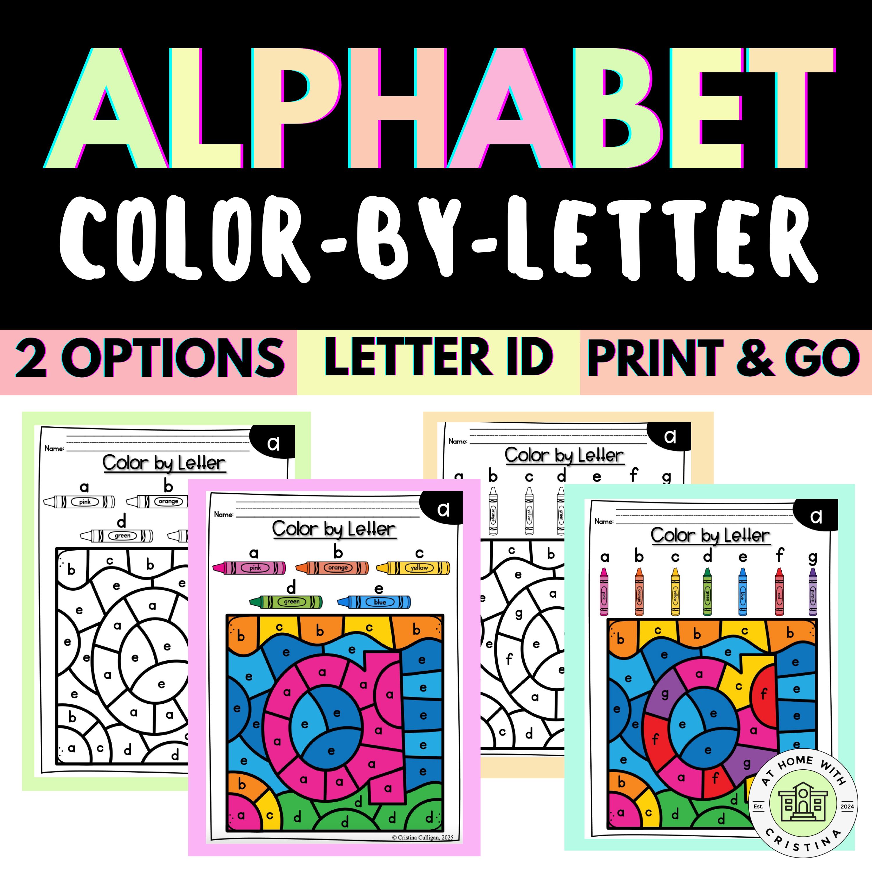 ABC | Alphabet | Lowercase Color by Letter Worksheets | Letter ...