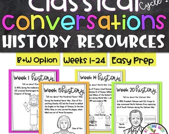 Cycle 2 History Companion Pages | Full Color Review Activities | Homeschool History Worksheets | Printable PDF | 24 Weeks