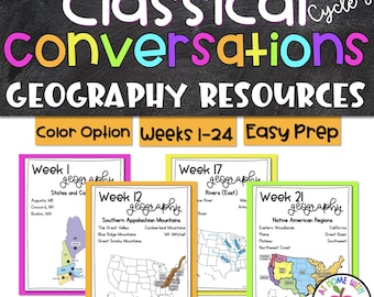 Classical Conversations Cycle 3 Geography Memory Work | Full Color Display Pages | CC | Homeschool