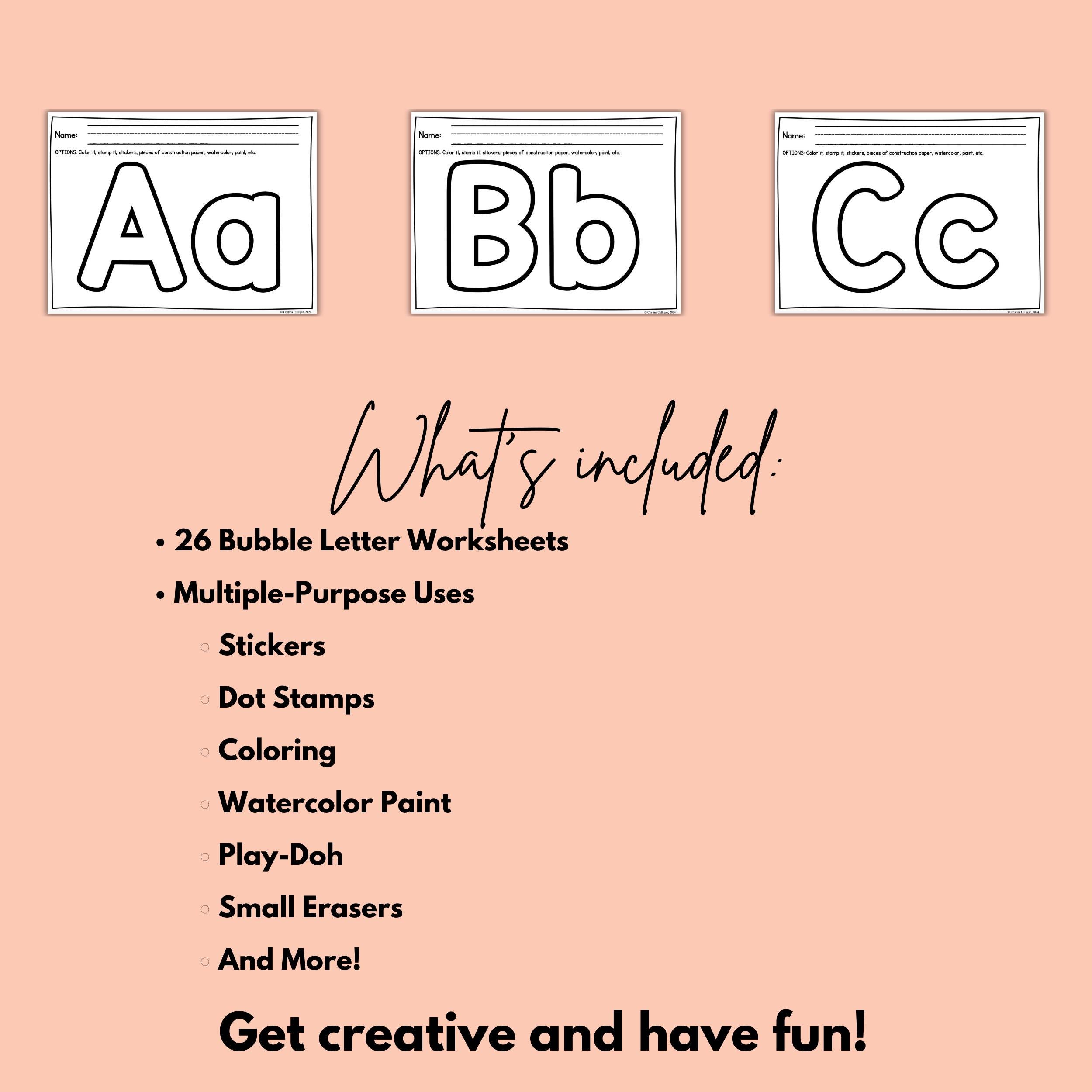 Bubble Letter Worksheets | ABC Bubble Letter Worksheets | ABC Letter ...