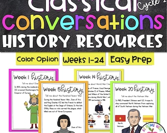 Cycle 2 History Companion Pages | Full Color Review Activities | Homeschool History Worksheets | Printable PDF | 24 Weeks