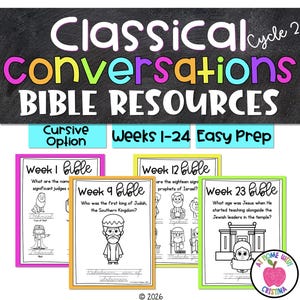 Cycle 2 Bible Companion Pages | Cursive Tracing Pages | Homeschool Bible Worksheets | Printable PDF | 24 Weeks