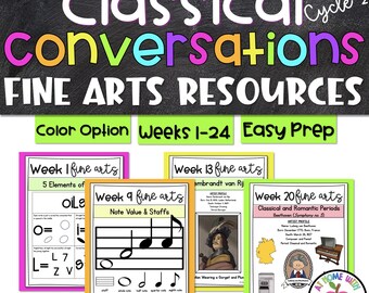 Cycle 2 Fine Arts Companion Pages | Full Color Review Activities | Homeschool Fine Arts Worksheets | Printable PDF | 24 Weeks