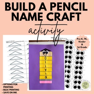 Build a Pencil Name Craft Activity Back to School | Preschool Name Craft | Kindergarten Name Craft | Back to School Name Craft | Name Craft