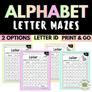Planilhas de Labirinto de Letras | Planilhas de Identificação de Letras | Imprimíveis de Letras