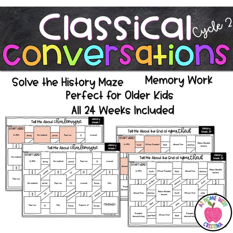 Classical Conversations Cycle 2 History Memory Work Maze | 24 Week ...