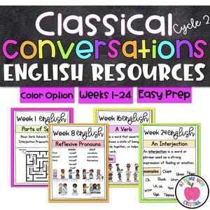 Classical Conversations Cycle 2 English | Colored Poster Pages | CC Cycle 2 Memory Work Printable | Homeschool Resource